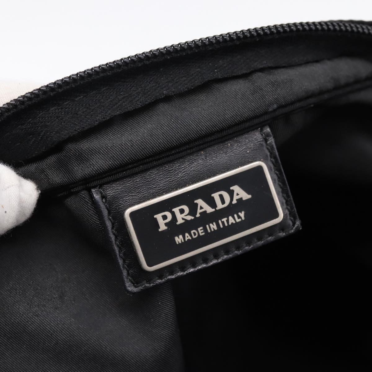 PRADA Shoulder Bag Nylon Black Silver Auth 203489A