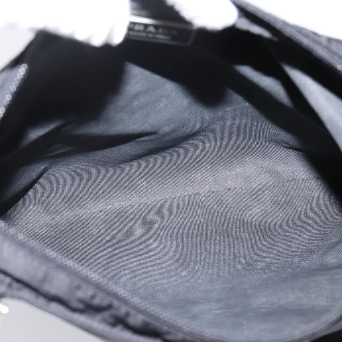 PRADA Shoulder Bag Nylon Black Silver Auth 203489A