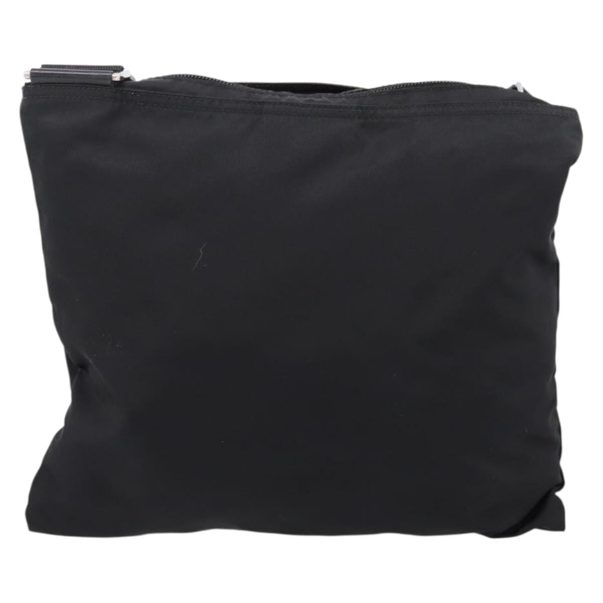 PRADA Shoulder Bag Nylon Black Silver Auth 203489A