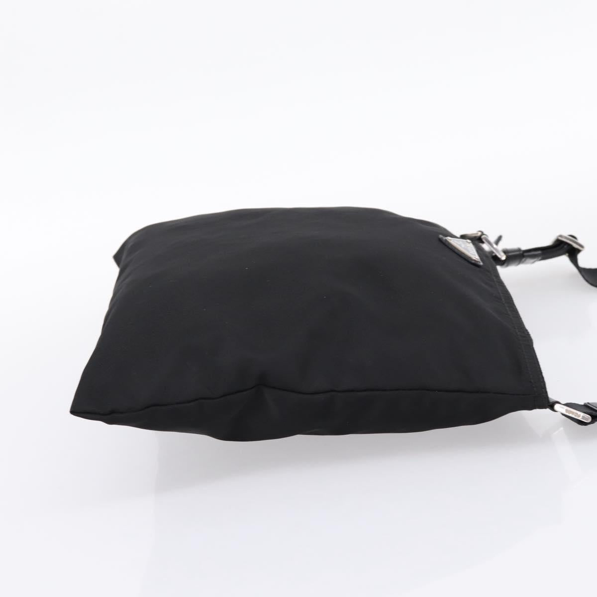 PRADA Shoulder Bag Nylon Black Silver Auth 203489A