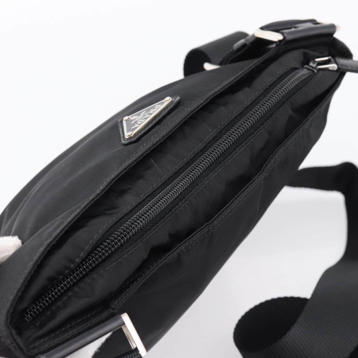 PRADA Shoulder Bag Nylon Black Silver Auth 203489A