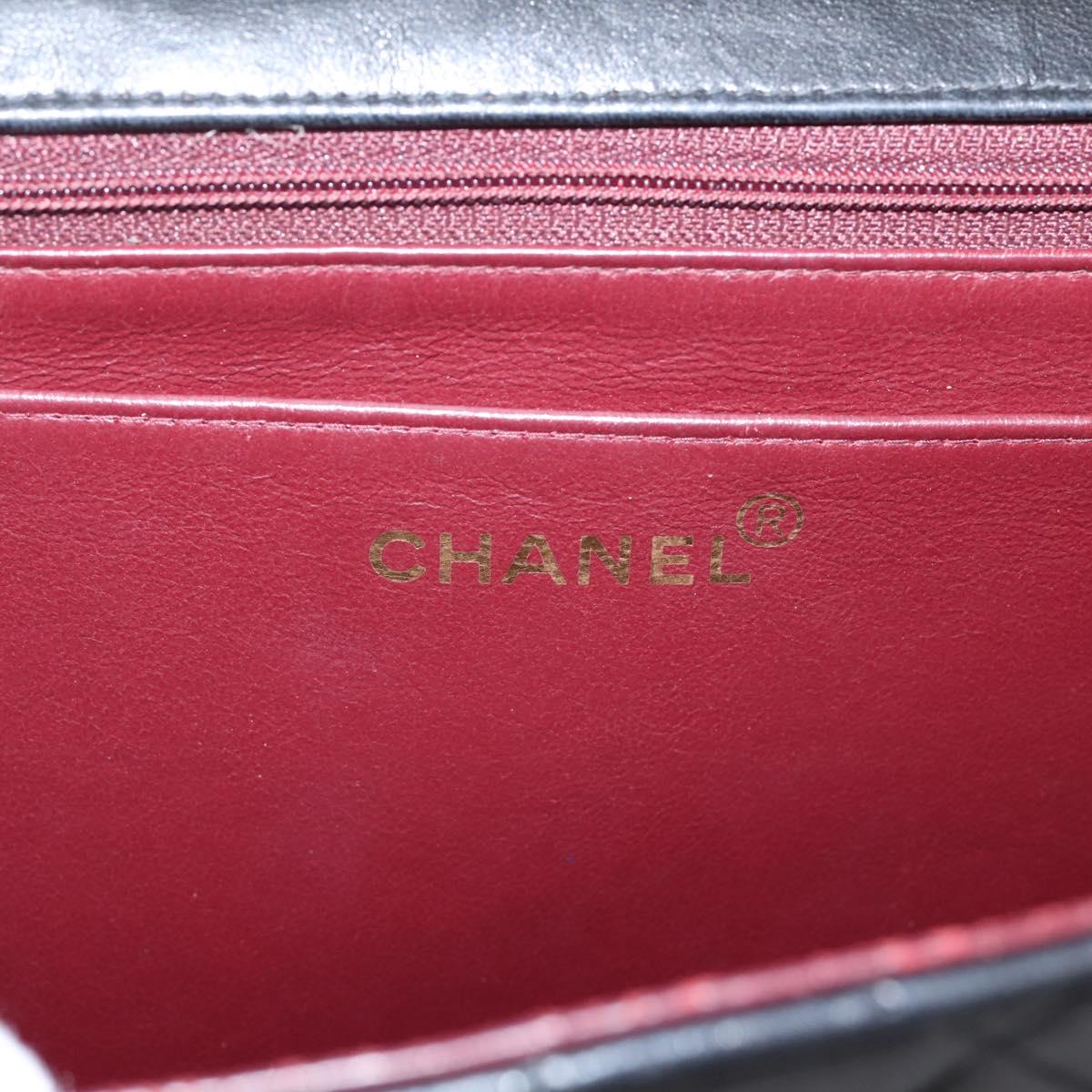 CHANEL Big Matelasse 30 Chain Shoulder Bag Lamb Skin Black Gold CC Auth 203491SAV