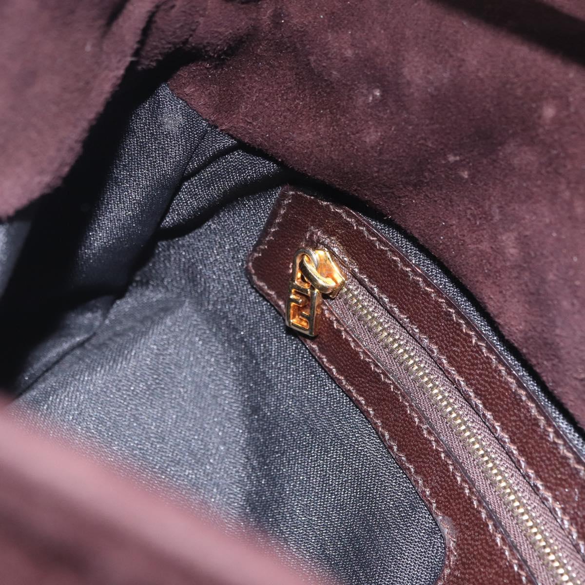 FENDI Mamma Baguette Shoulder Bag Suede Brown Gold Auth 203494V
