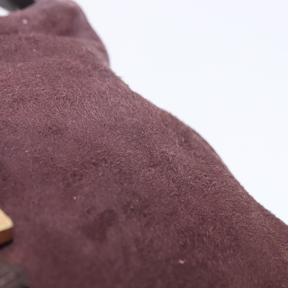 FENDI Mamma Baguette Shoulder Bag Suede Brown Gold Auth 203494V