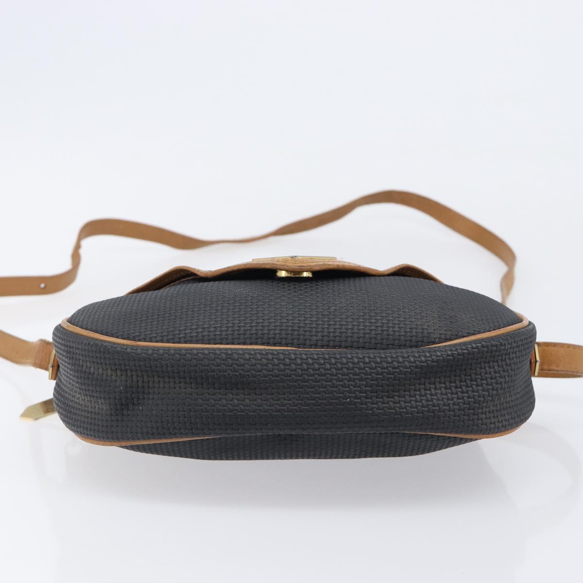 SAINT LAURENT Shoulder Bag PVC Canvas Black Gold Auth 203496