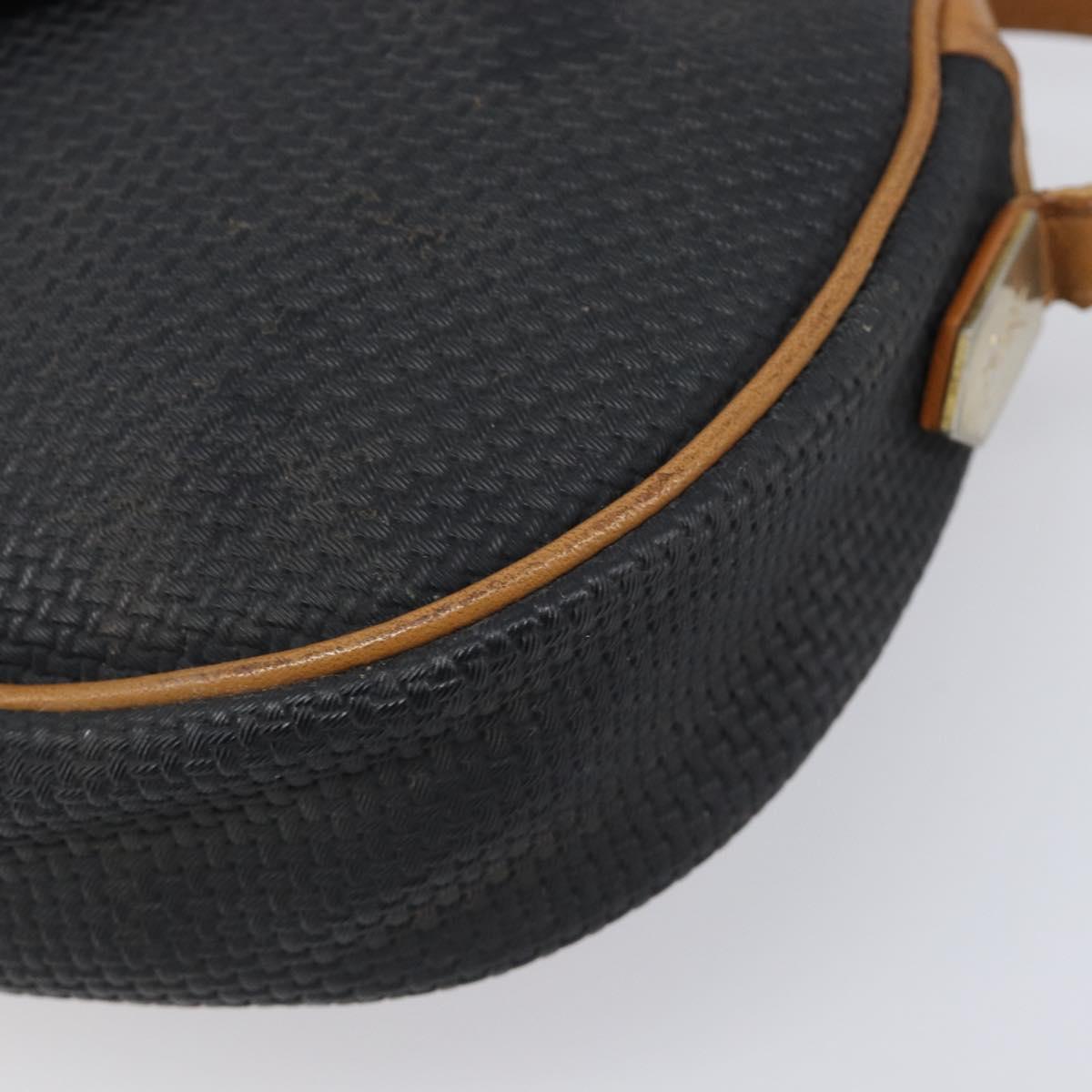 SAINT LAURENT Shoulder Bag PVC Canvas Black Gold Auth 203496