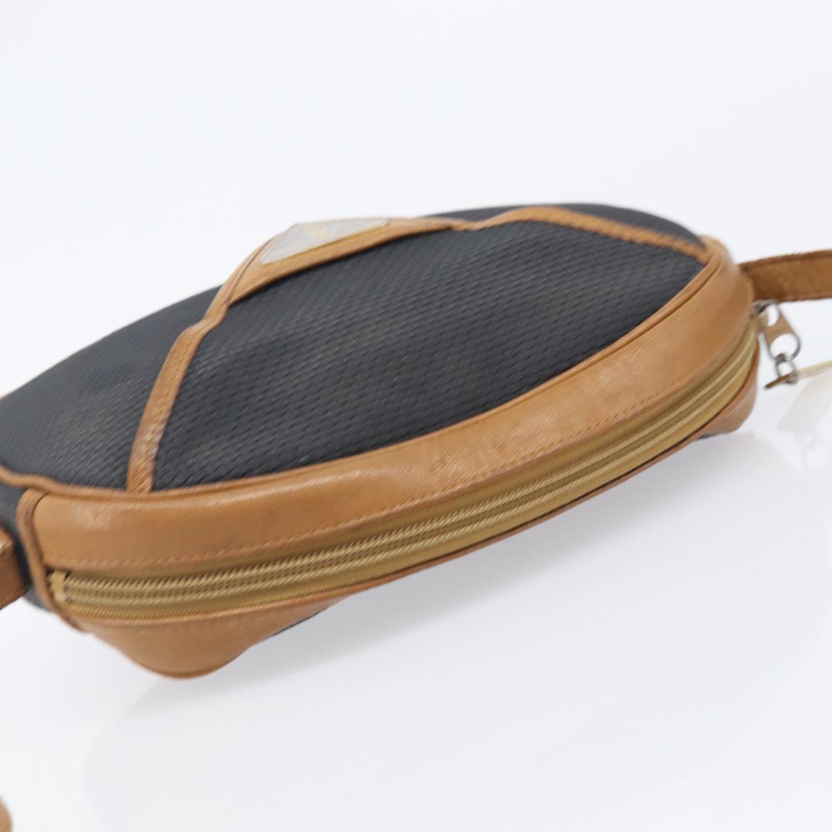 SAINT LAURENT Shoulder Bag PVC Canvas Black Gold Auth 203496