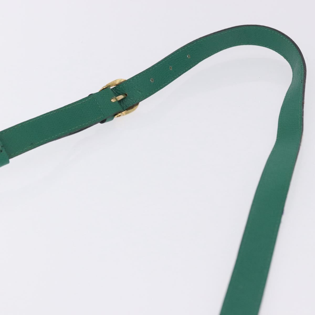 SAINT LAURENT Shoulder Bag Leather Green Gold Tone Auth 203497