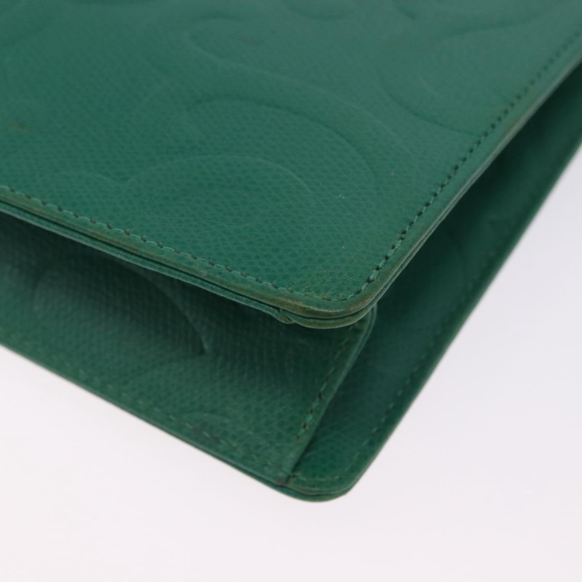 SAINT LAURENT Shoulder Bag Leather Green Gold Tone Auth 203497