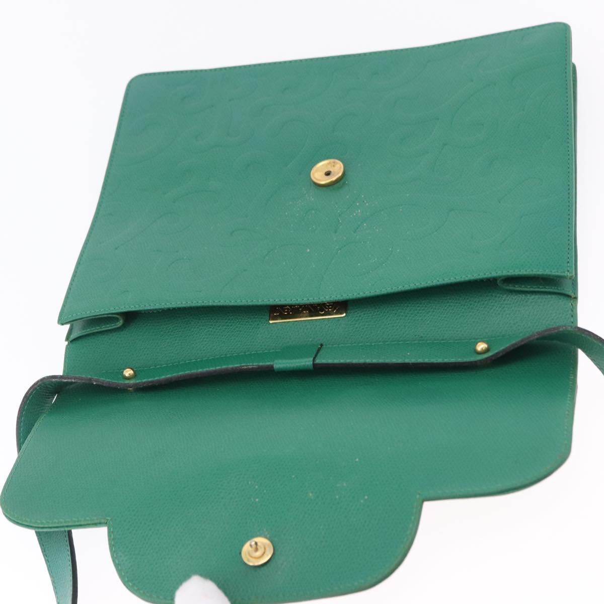 SAINT LAURENT Shoulder Bag Leather Green Gold Tone Auth 203497