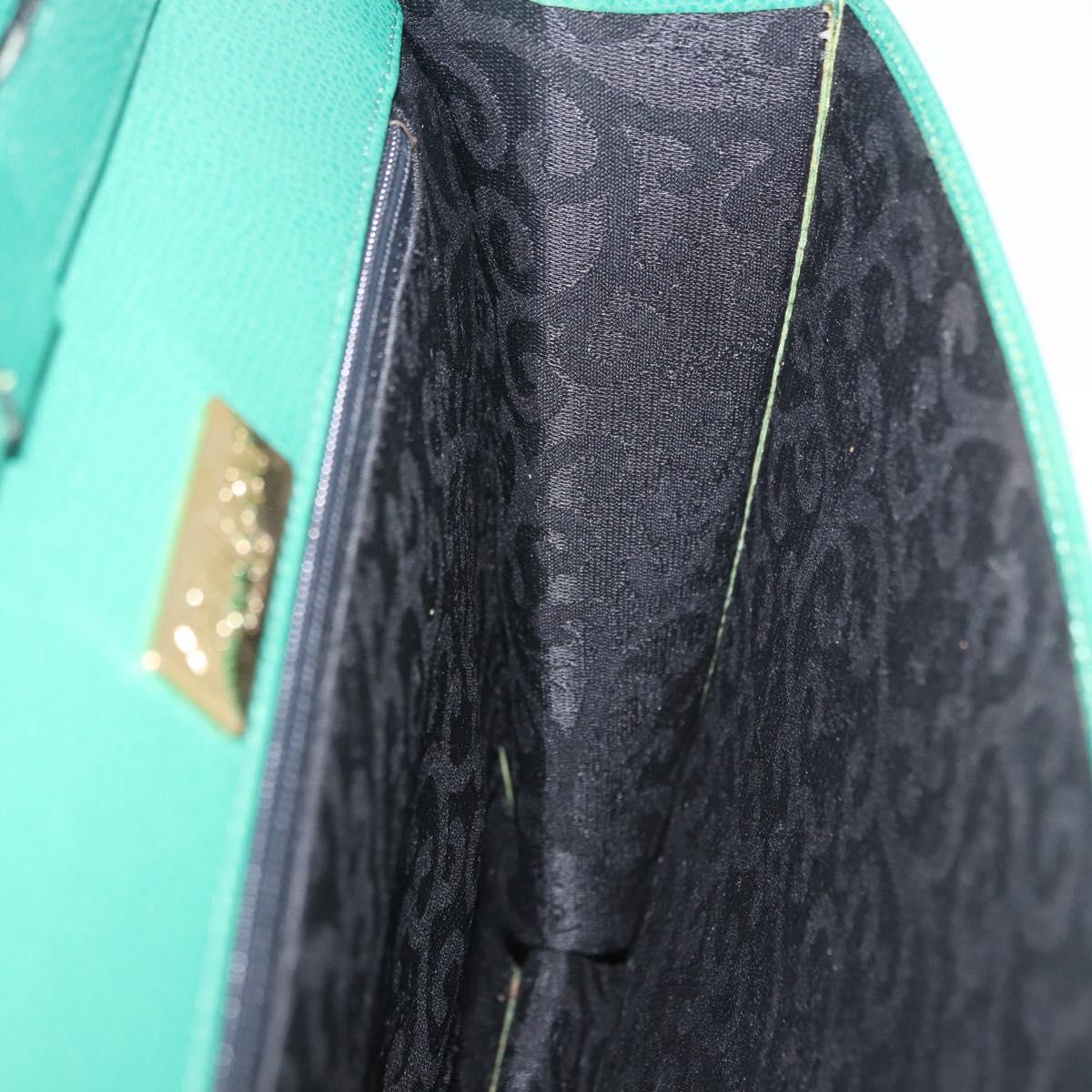 SAINT LAURENT Shoulder Bag Leather Green Gold Tone Auth 203497