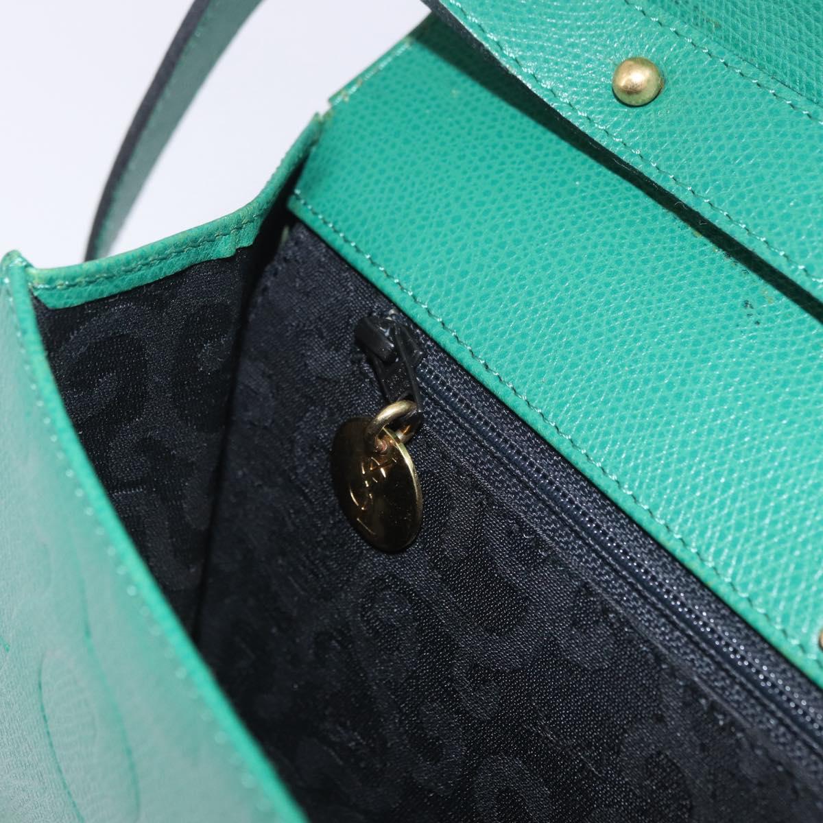 SAINT LAURENT Shoulder Bag Leather Green Gold Tone Auth 203497