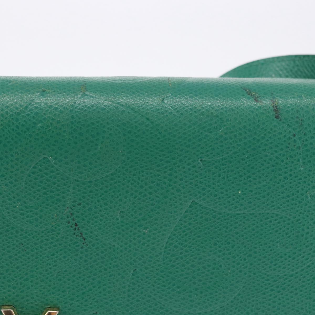 SAINT LAURENT Shoulder Bag Leather Green Gold Tone Auth 203497