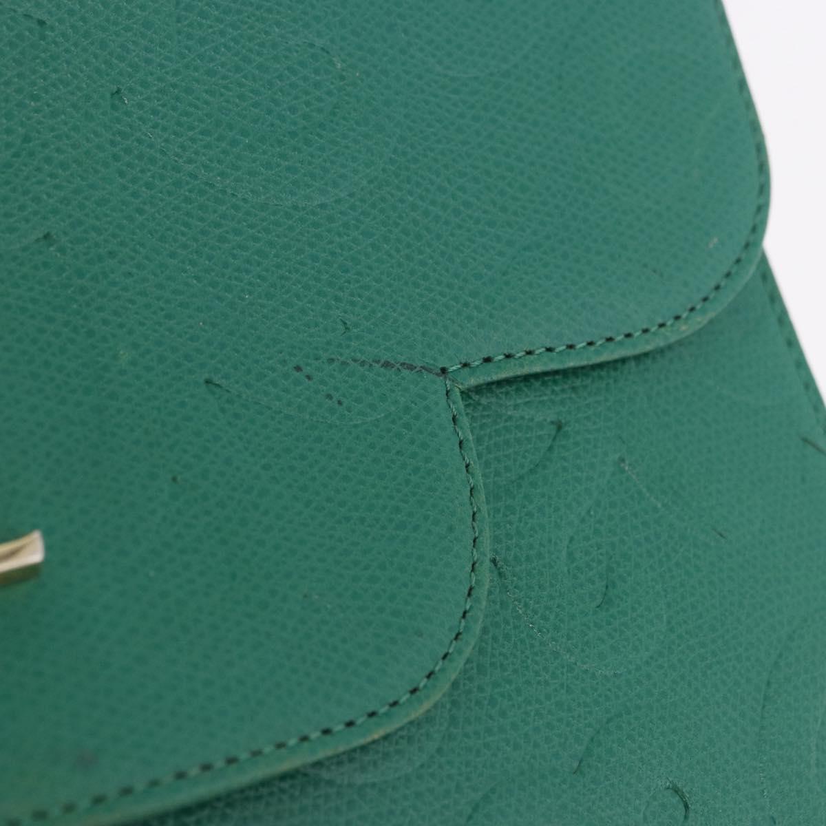 SAINT LAURENT Shoulder Bag Leather Green Gold Tone Auth 203497