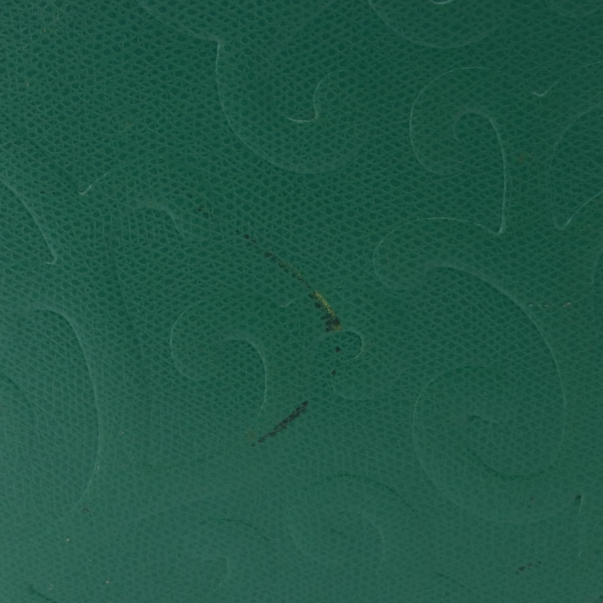 SAINT LAURENT Shoulder Bag Leather Green Gold Tone Auth 203497