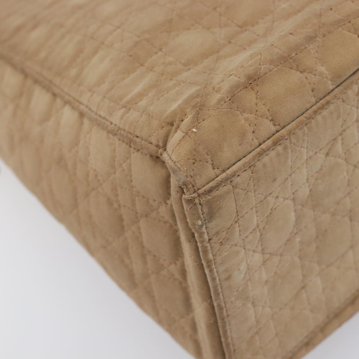 Christian Dior Canage Shoulder Bag Canvas Beige Gold Auth 203499