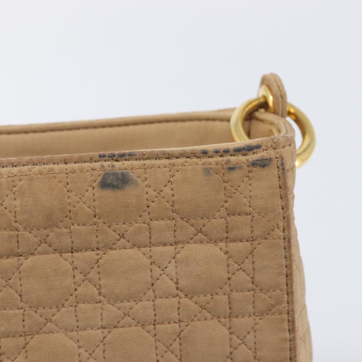 Christian Dior Canage Shoulder Bag Canvas Beige Gold Auth 203499