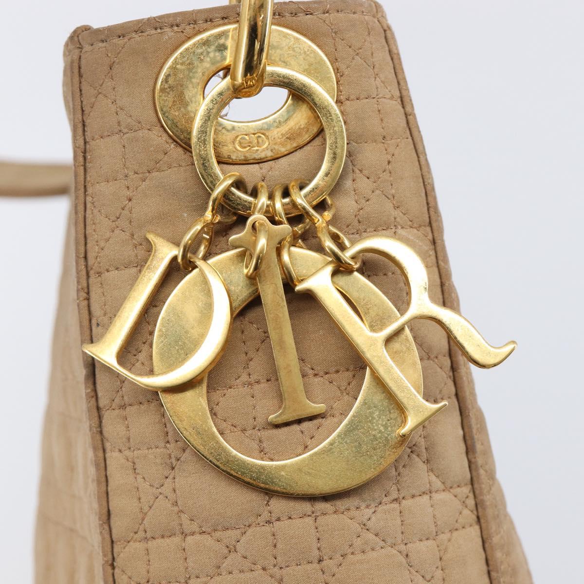 Christian Dior Canage Shoulder Bag Canvas Beige Gold Auth 203499