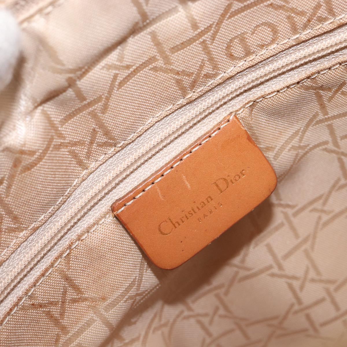 Christian Dior Canage Shoulder Bag Canvas Beige Gold Auth 203499
