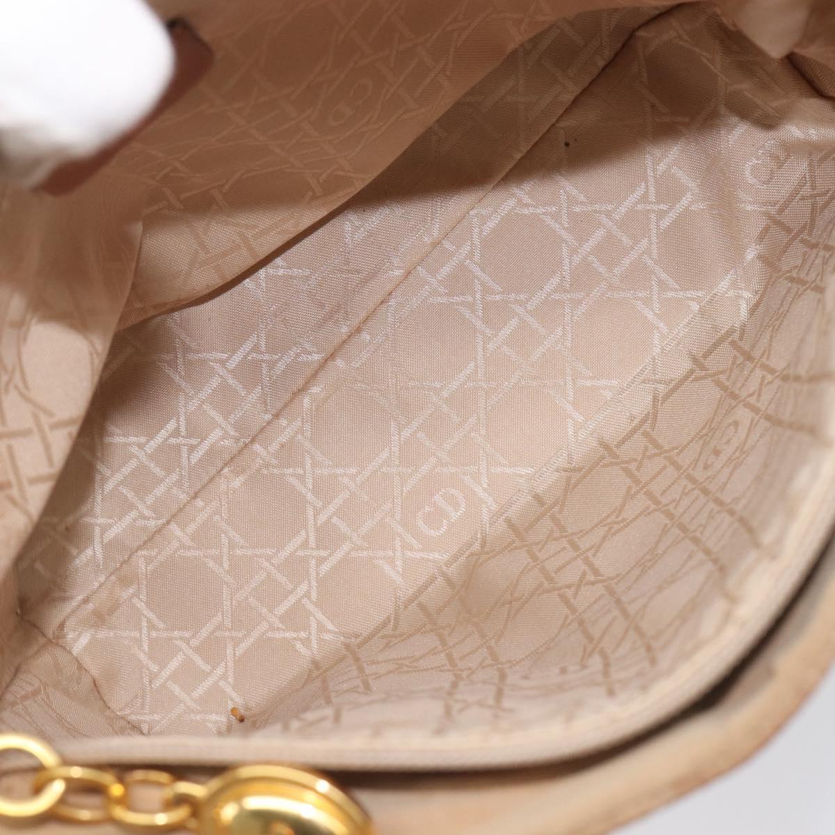 Christian Dior Canage Shoulder Bag Canvas Beige Gold Auth 203499