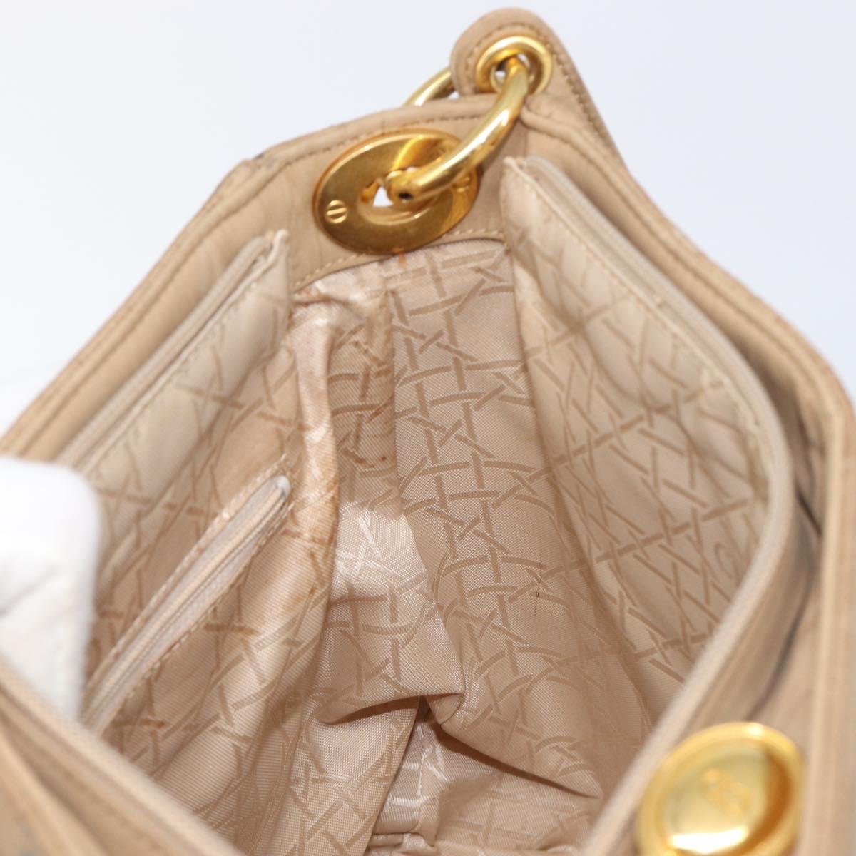 Christian Dior Canage Shoulder Bag Canvas Beige Gold Auth 203499