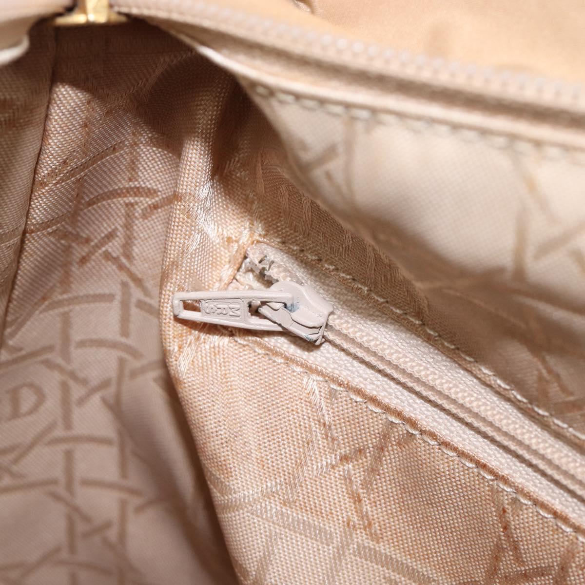 Christian Dior Canage Shoulder Bag Canvas Beige Gold Auth 203499