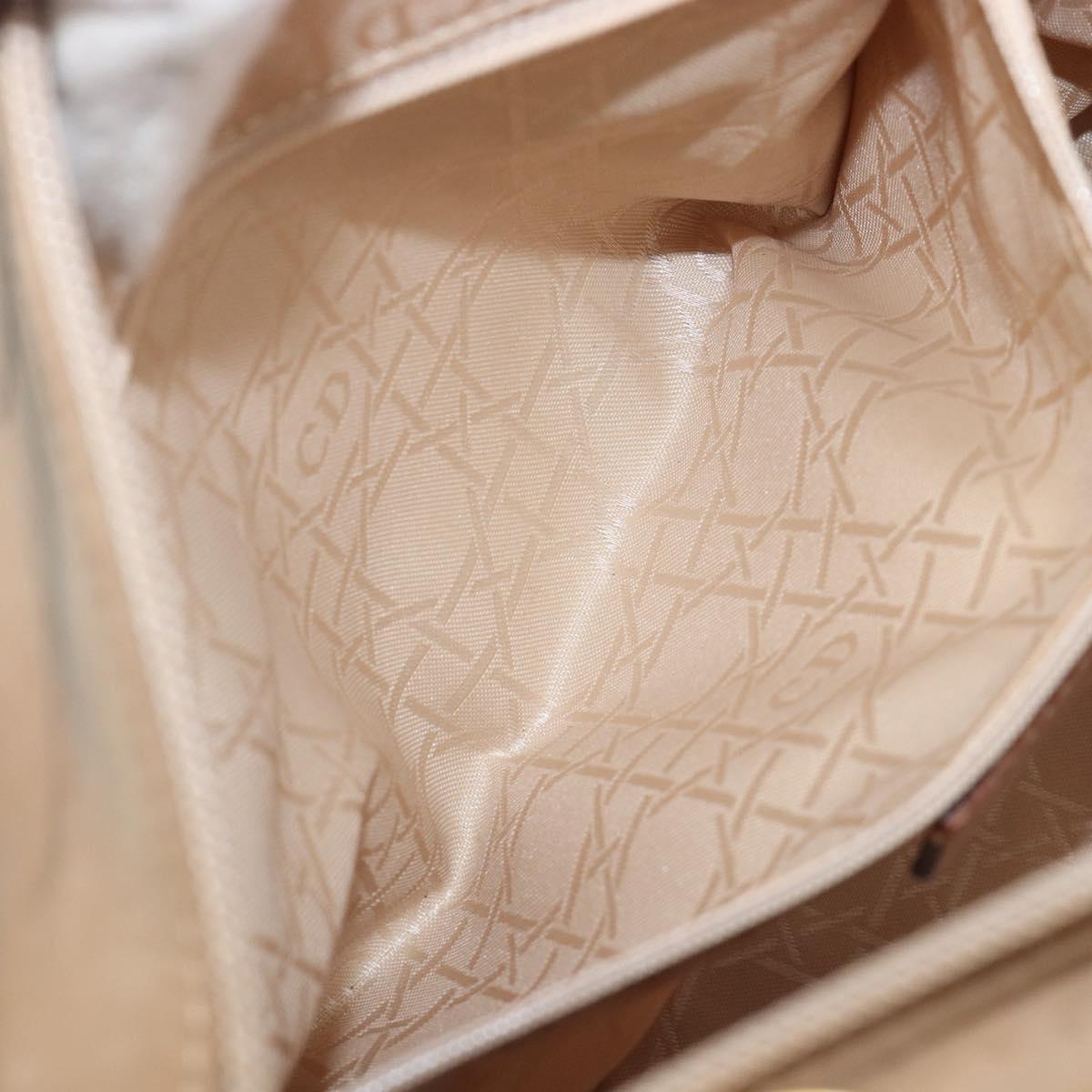 Christian Dior Canage Shoulder Bag Canvas Beige Gold Auth 203499