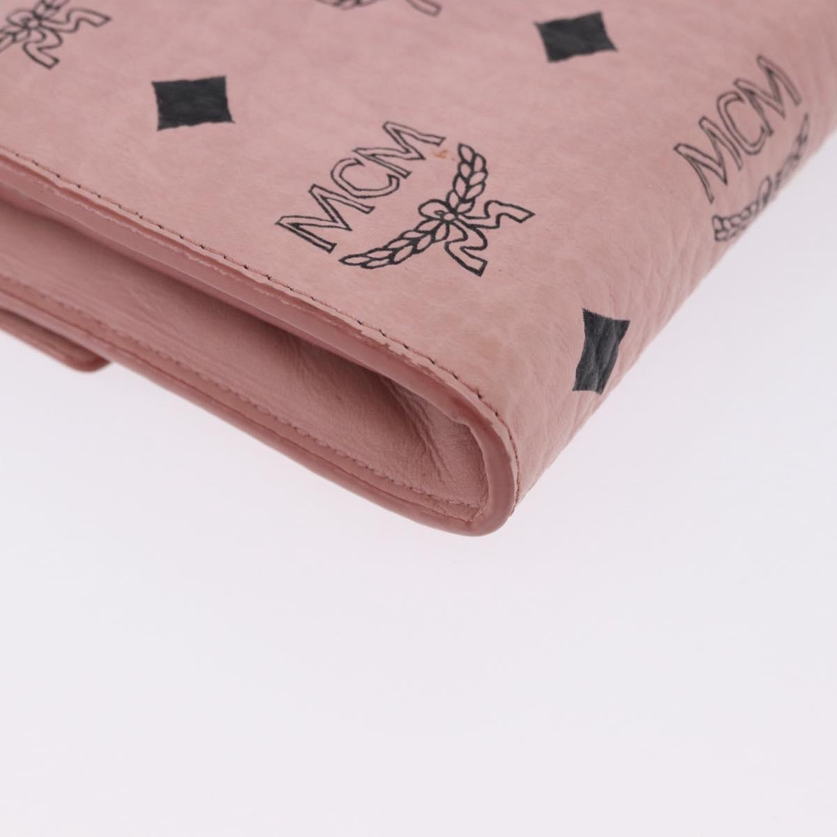 MCM Vicetos Patricia Chain Shoulder Wallet PVC Leather Pink Gold Auth 203500A
