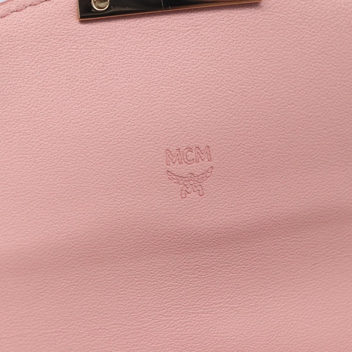 MCM Vicetos Patricia Chain Shoulder Wallet PVC Leather Pink Gold Auth 203500A