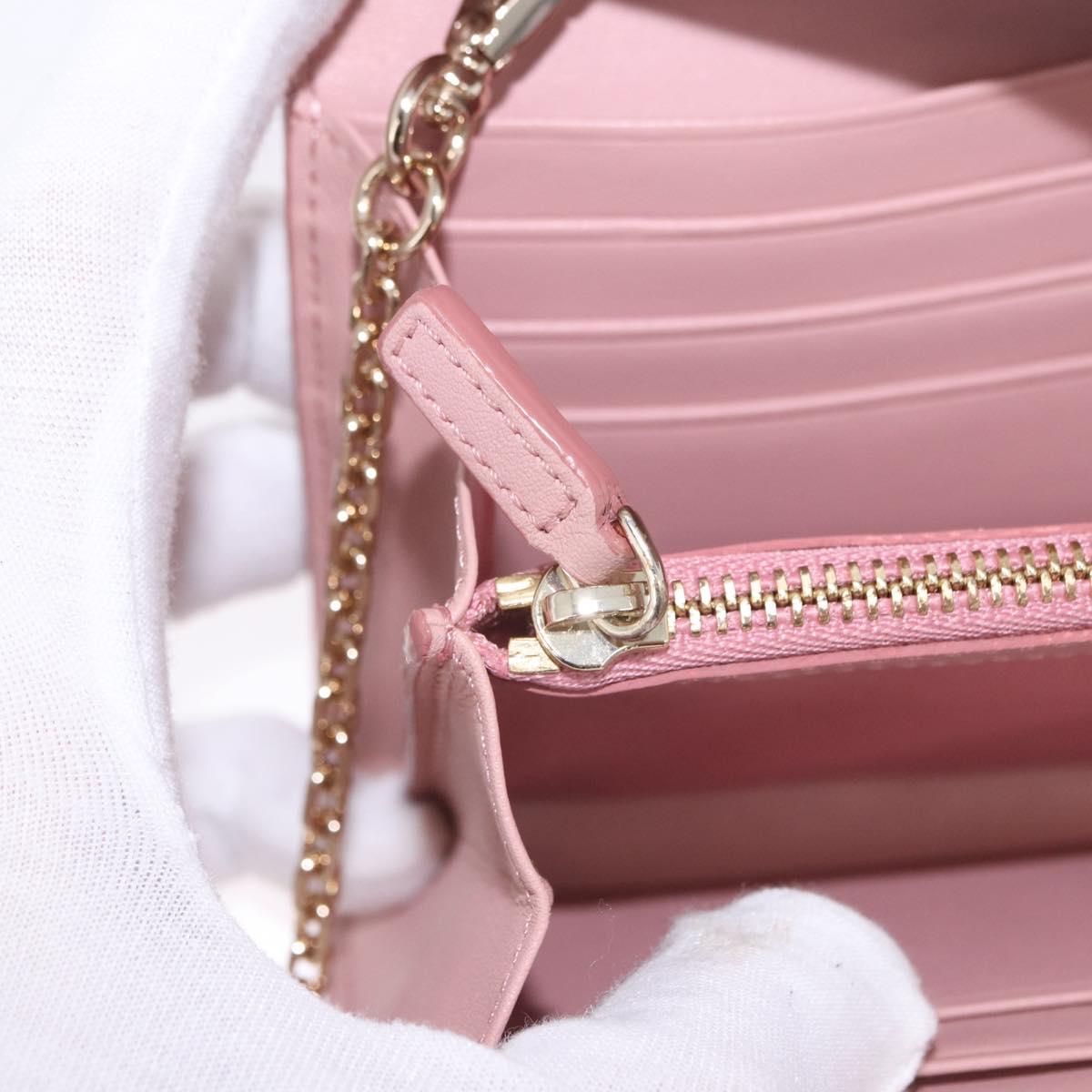 MCM Vicetos Patricia Chain Shoulder Wallet PVC Leather Pink Gold Auth 203500A