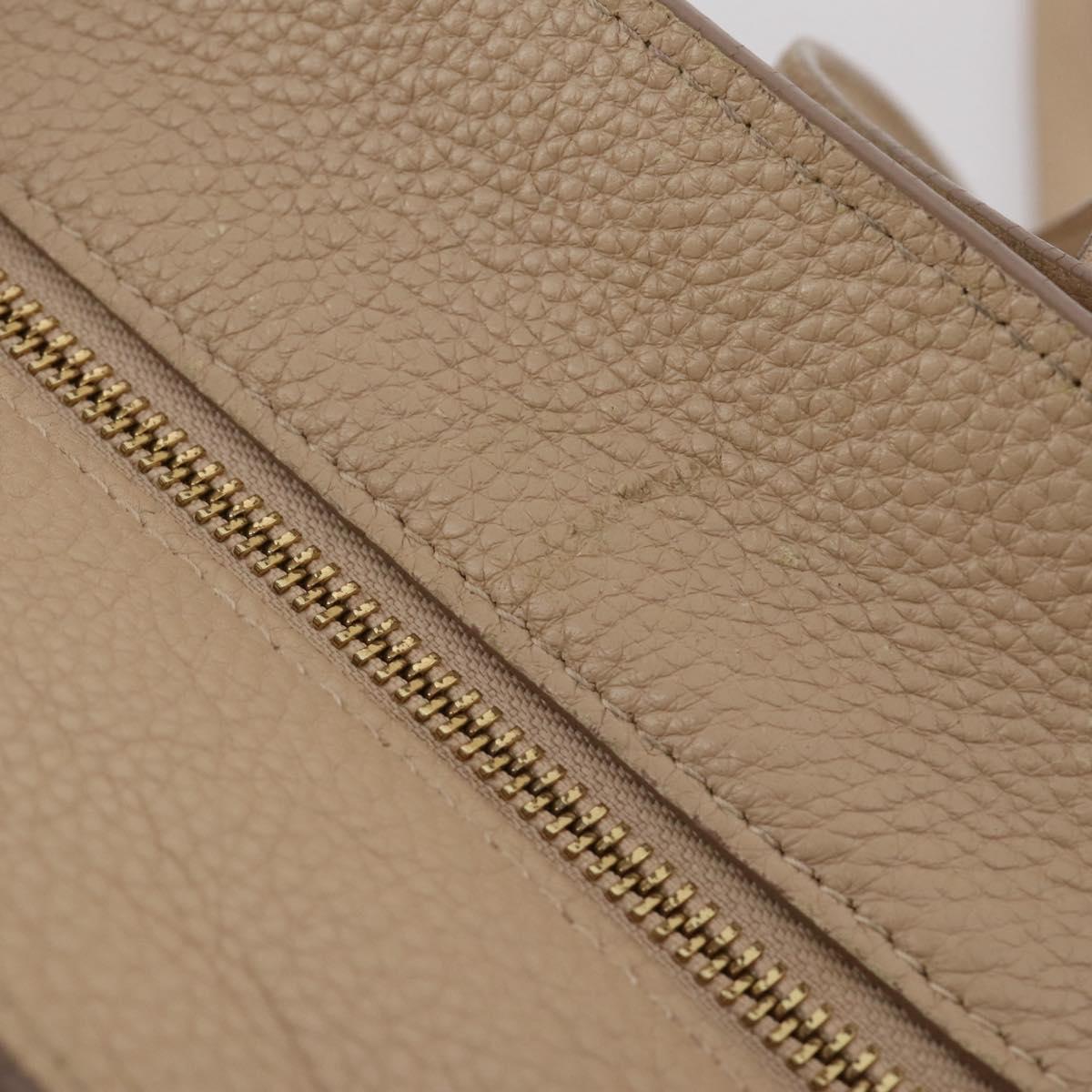 Salvatore Ferragamo Gancini Hand Bag Leather 2way Beige Gold Auth 203581
