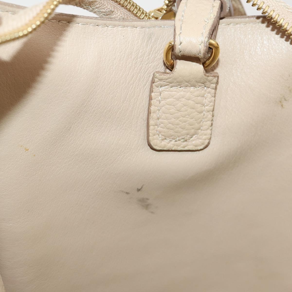 Salvatore Ferragamo Gancini Hand Bag Leather 2way Beige Gold Auth 203581