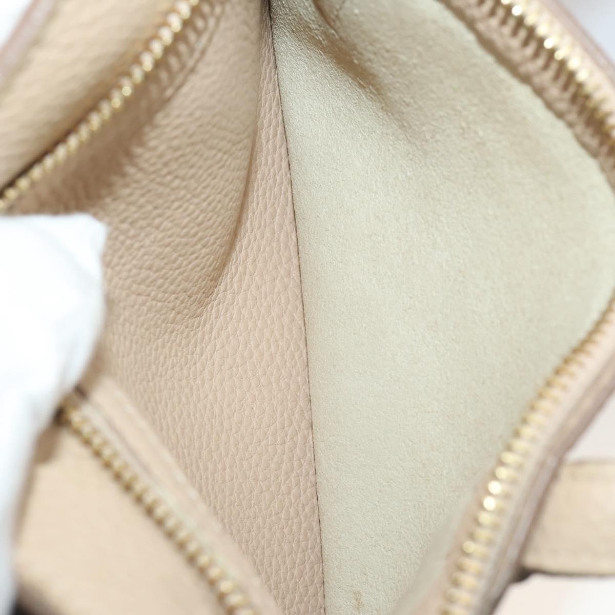 Salvatore Ferragamo Gancini Hand Bag Leather 2way Beige Gold Auth 203581