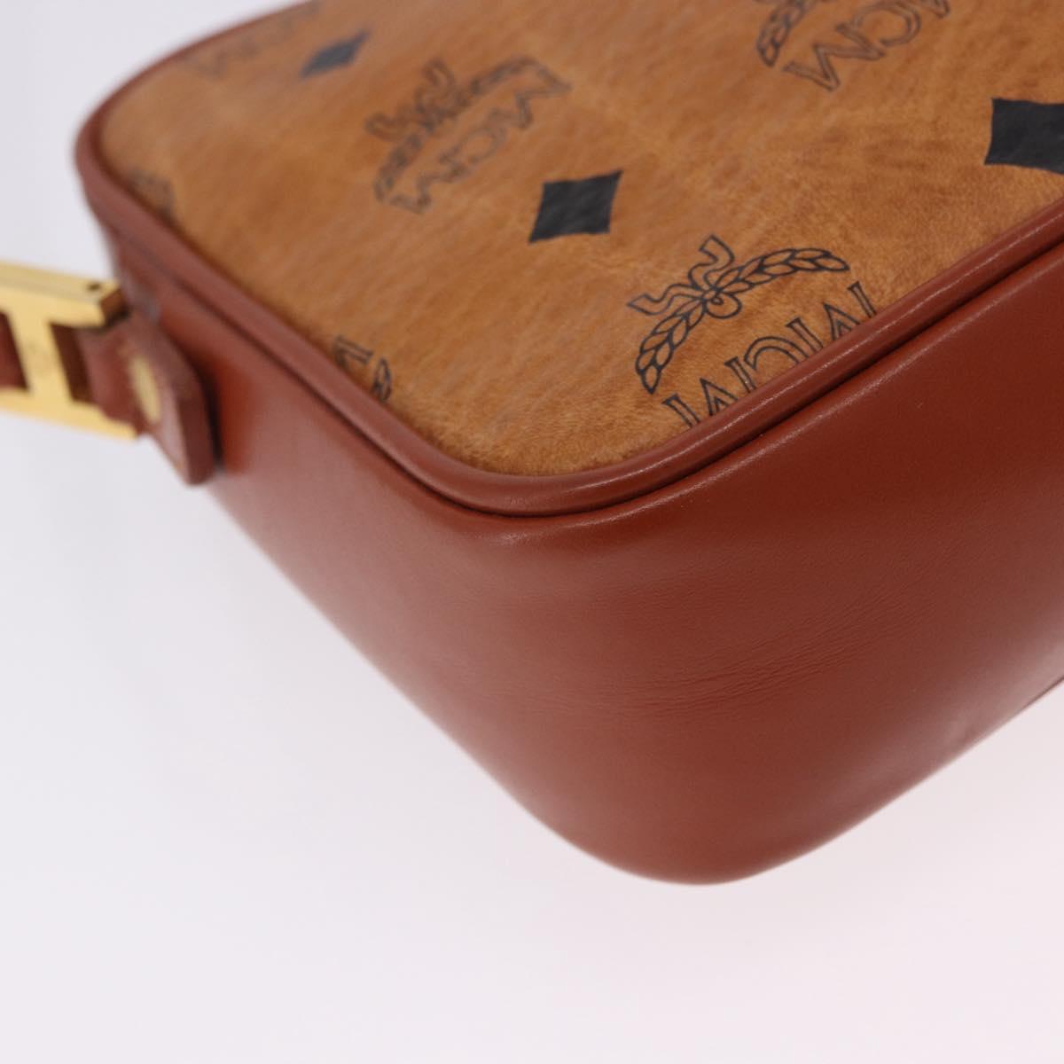 MCM Vicetos Shoulder Bag PVC Leather Brown Gold Tone Auth 203589