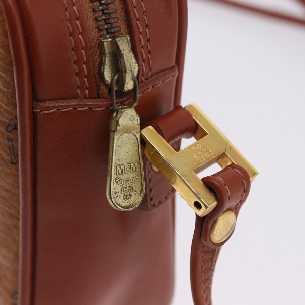 MCM Vicetos Shoulder Bag PVC Leather Brown Gold Tone Auth 203589
