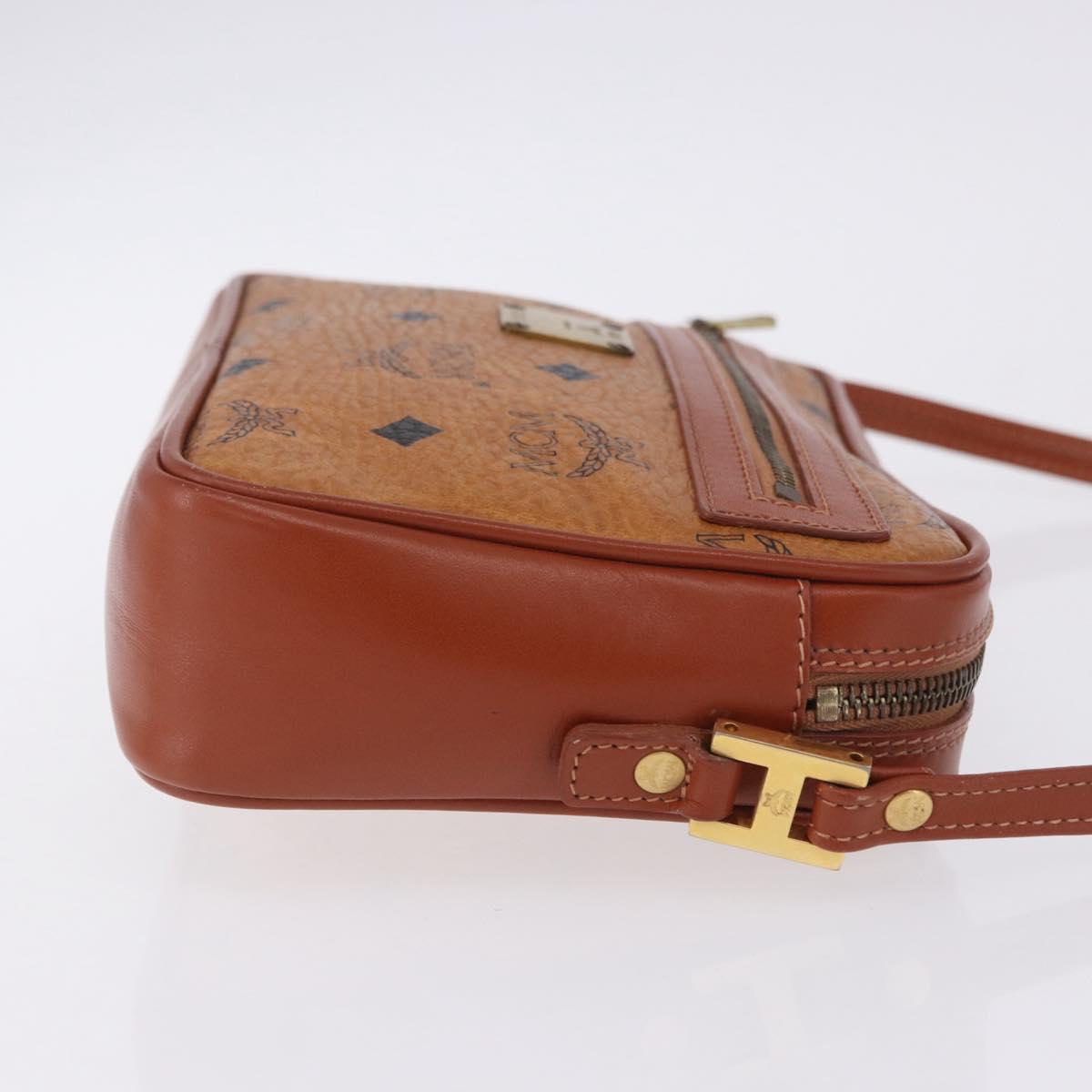 MCM Vicetos Shoulder Bag PVC Leather Brown Gold Tone Auth 203589