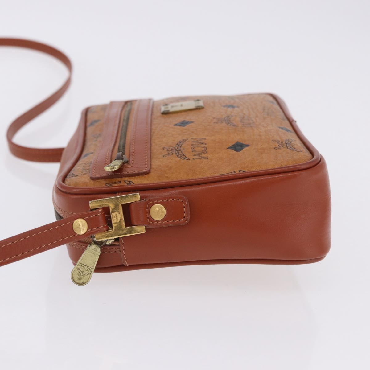 MCM Vicetos Shoulder Bag PVC Leather Brown Gold Tone Auth 203589