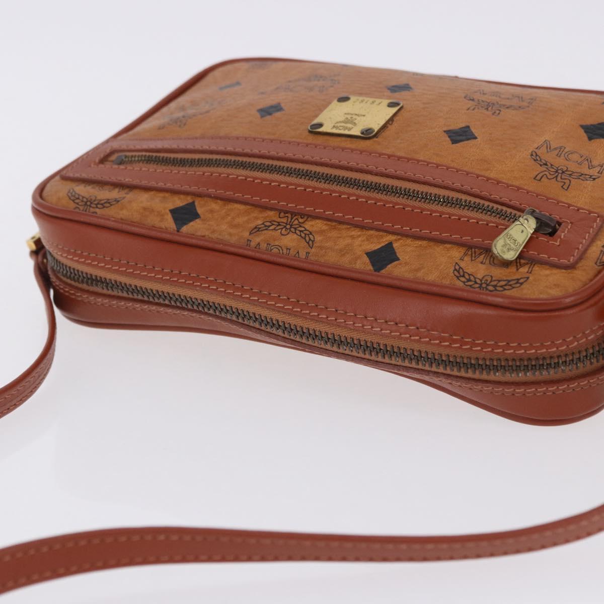 MCM Vicetos Shoulder Bag PVC Leather Brown Gold Tone Auth 203589