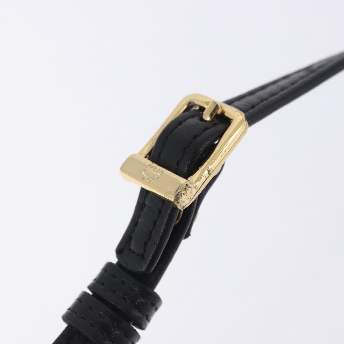 MCM Vicetos Shoulder Bag PVC Leather Black Gold Tone Auth 203593