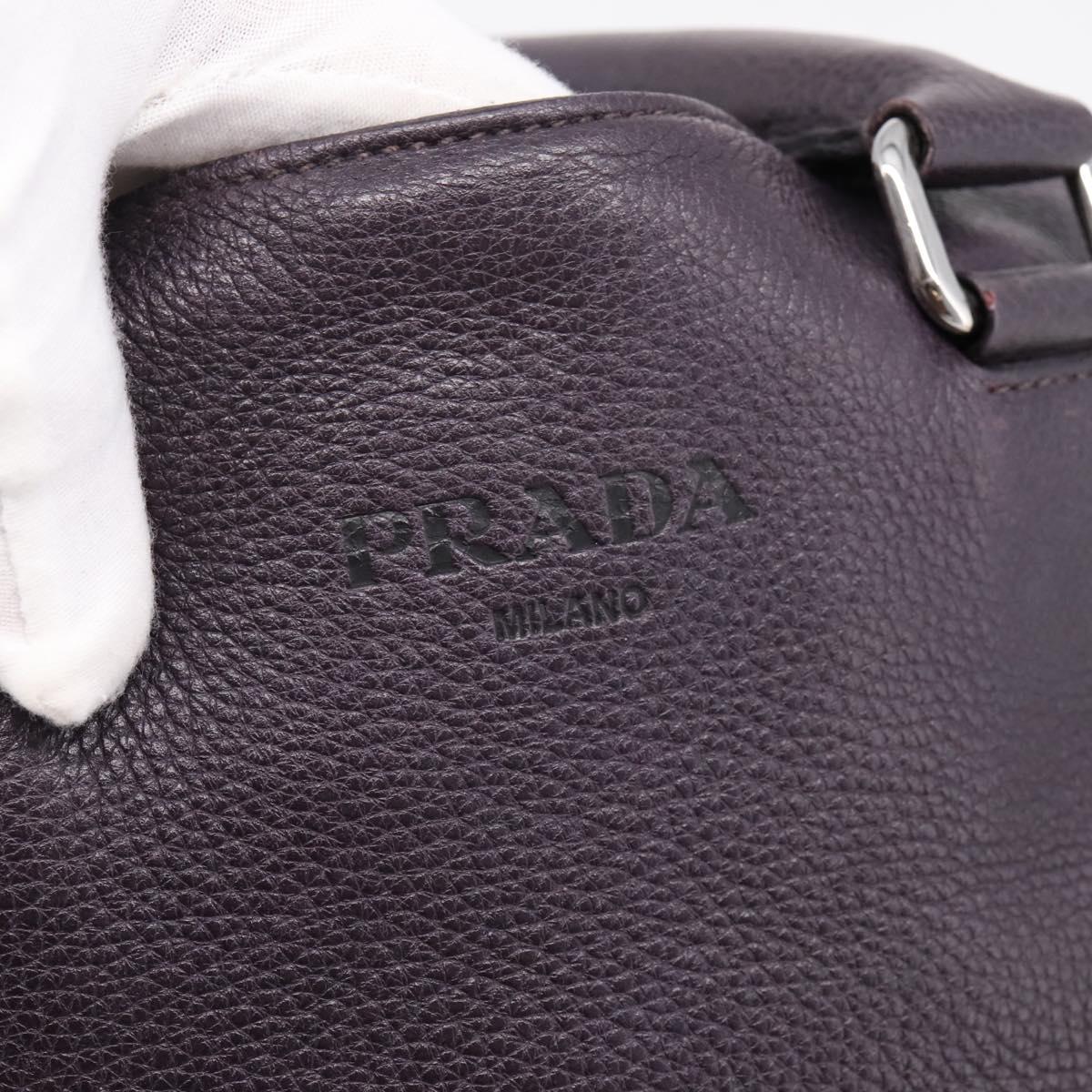 PRADA Hand Bag Vittero Dino Leather Purple Silver Auth 203600