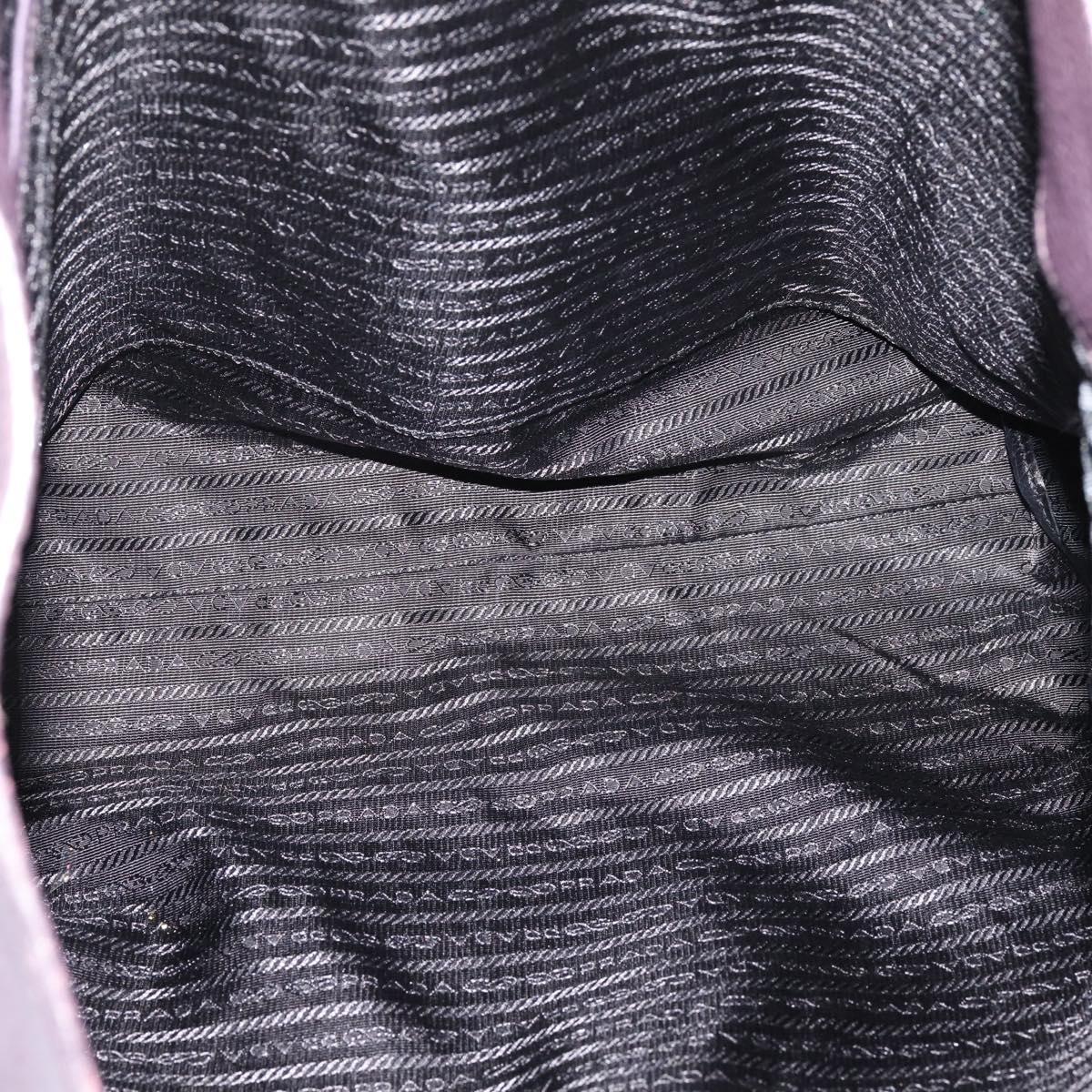 PRADA Hand Bag Vittero Dino Leather Purple Silver Auth 203600
