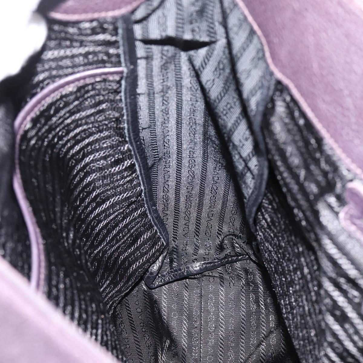 PRADA Hand Bag Vittero Dino Leather Purple Silver Auth 203600