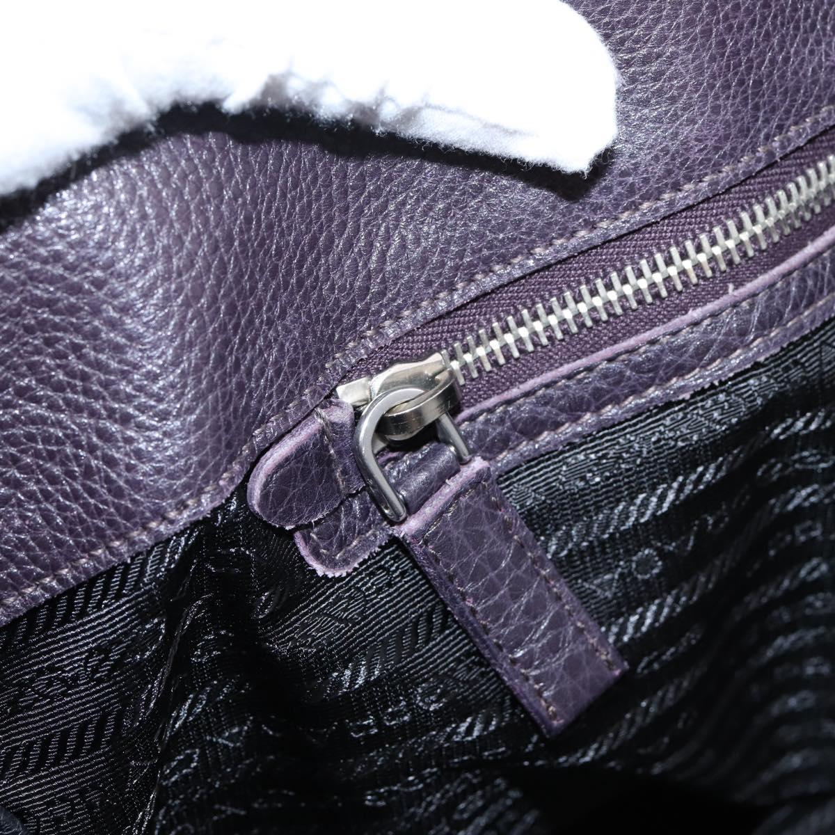 PRADA Hand Bag Vittero Dino Leather Purple Silver Auth 203600