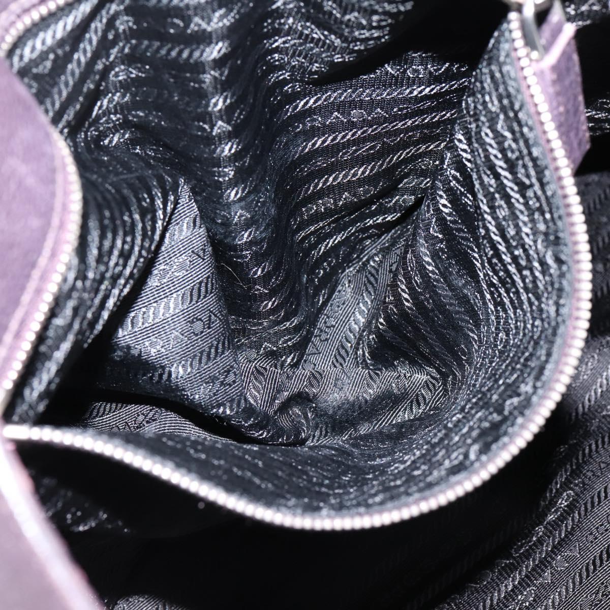 PRADA Hand Bag Vittero Dino Leather Purple Silver Auth 203600