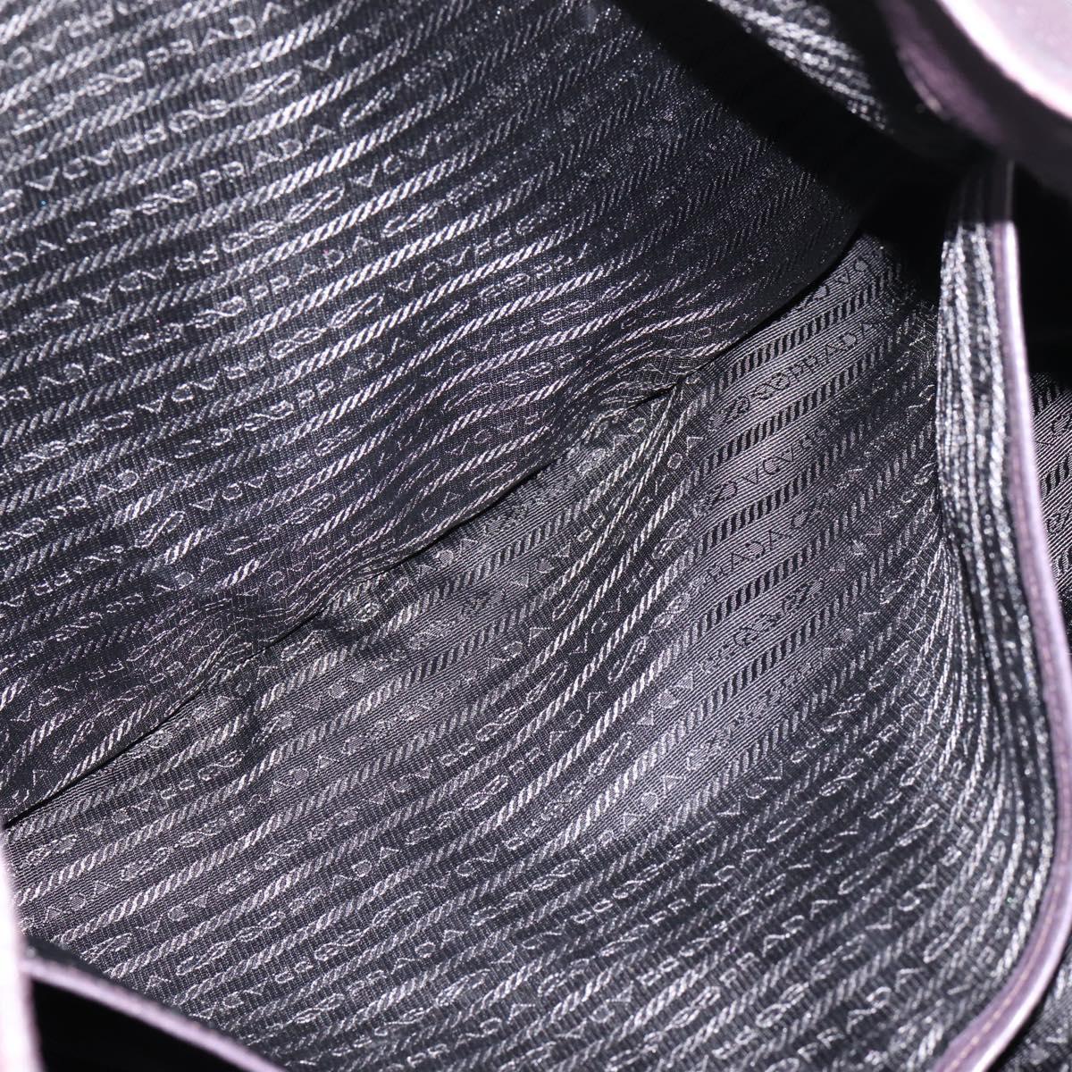 PRADA Hand Bag Vittero Dino Leather Purple Silver Auth 203600