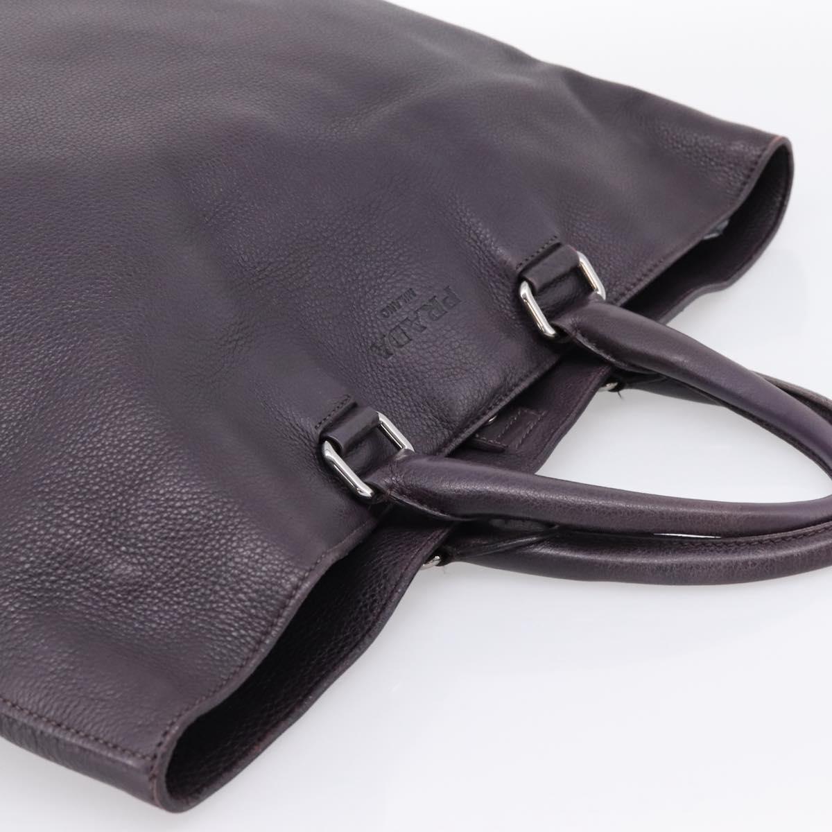 PRADA Hand Bag Vittero Dino Leather Purple Silver Auth 203600
