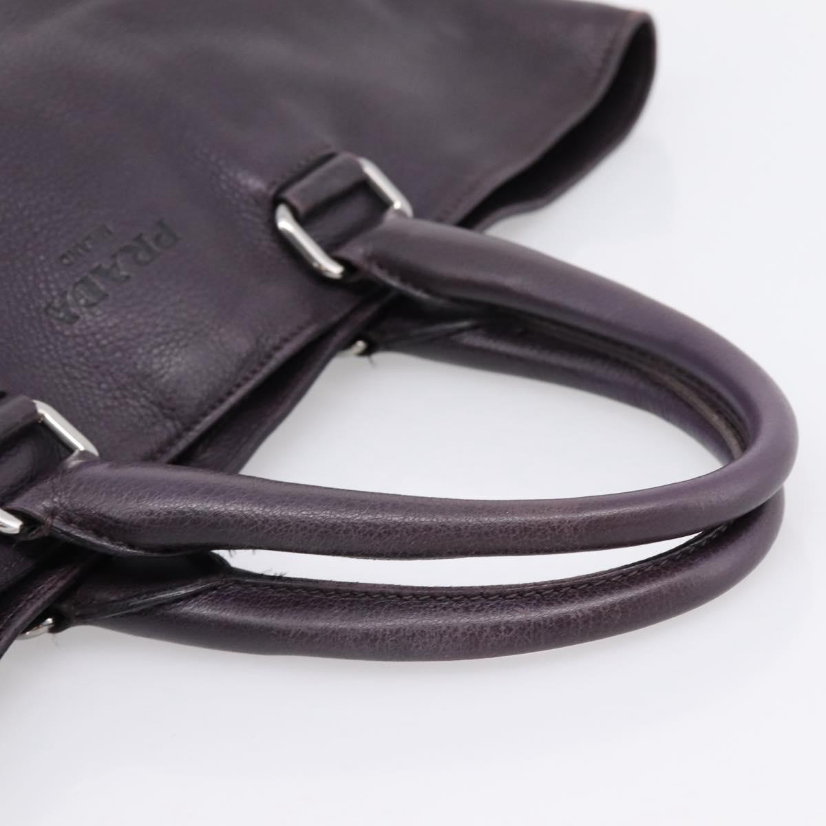 PRADA Hand Bag Vittero Dino Leather Purple Silver Auth 203600