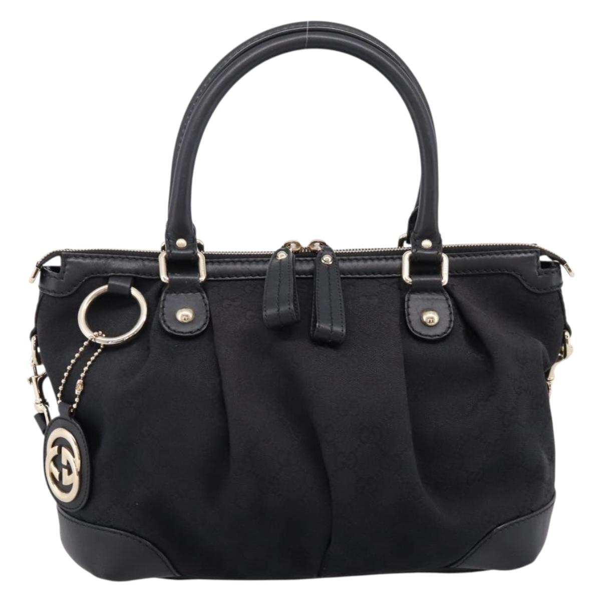 GUCCI GG Canvas Sukey Hand Bag 2way Black Gold 247902 Auth 203601A