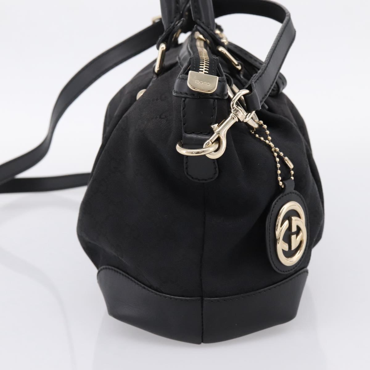 GUCCI GG Canvas Sukey Hand Bag 2way Black Gold 247902 Auth 203601A