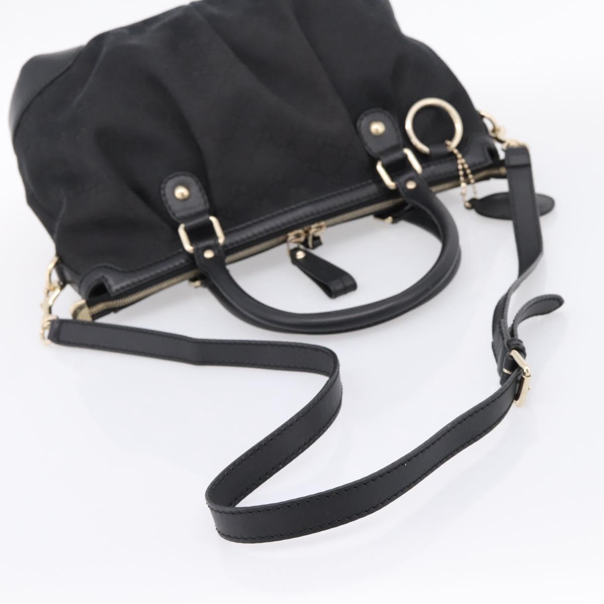 GUCCI GG Canvas Sukey Hand Bag 2way Black Gold 247902 Auth 203601A